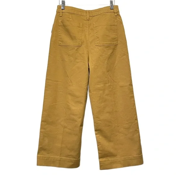 NWOT Time  and True Cropped Pants High Rise Cotton Blend Mustard Yellow - Picture 2 of 5